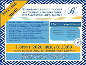 2020 Nyár Vagyonkezelői Vezetői Fórum Ülés Meeting Memo